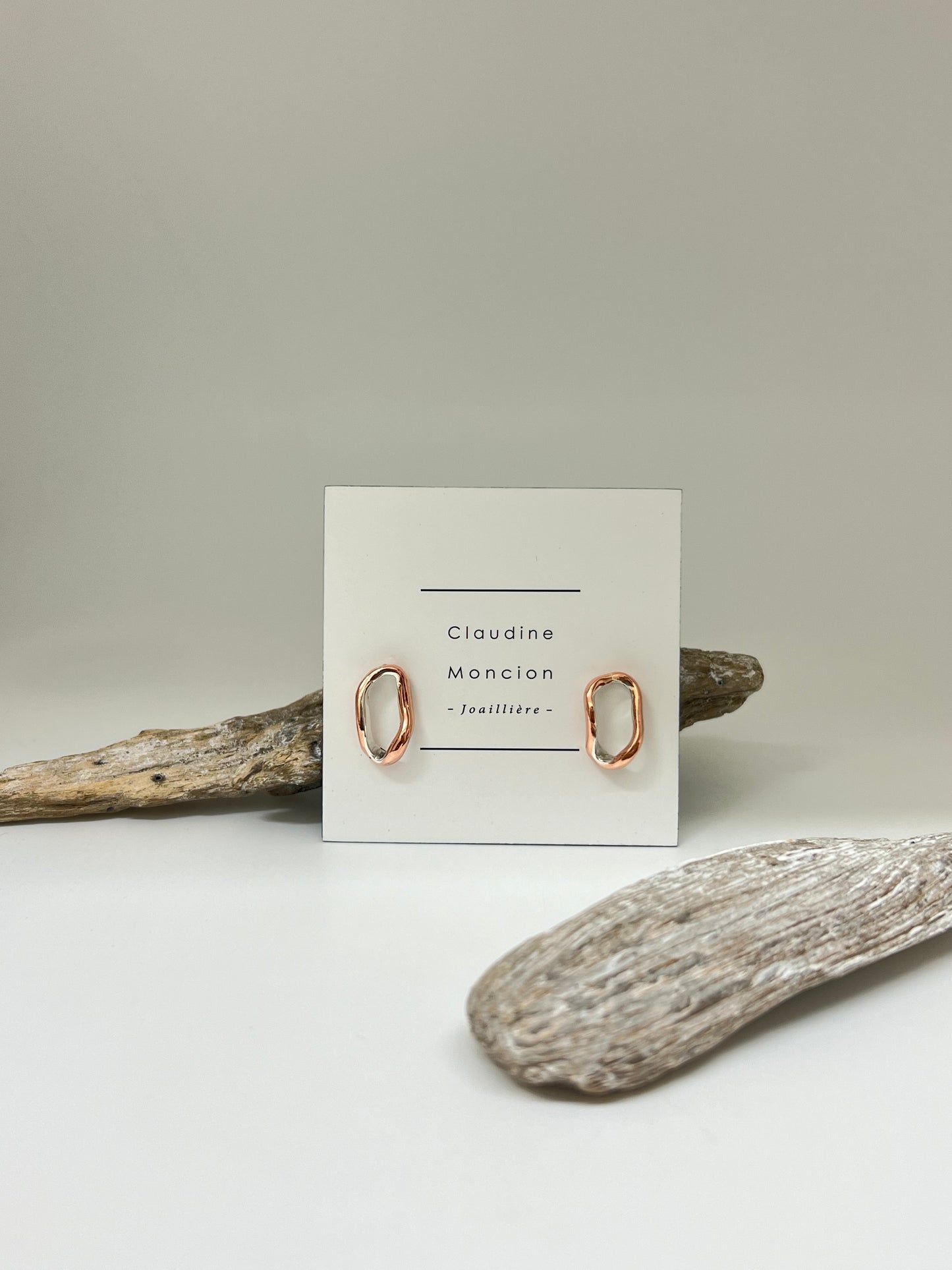 Boucles d'oreilles Curves01 cuivre et argent Claudine Moncion Montréal E_Curves01