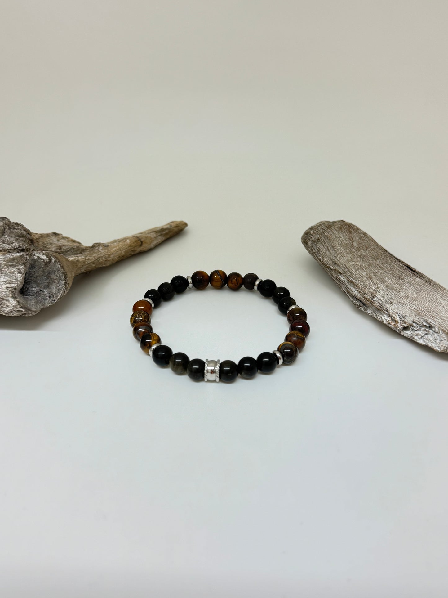 Bracelet  Obsidienne Oeil de tigre, fait main à Montréal Bracelet Oeil de tigre et Obsidienne