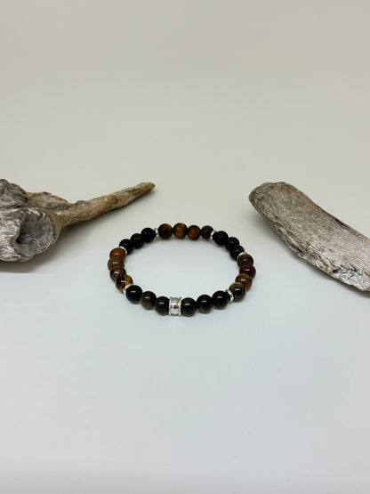Bracelet  Obsidienne Oeil de tigre, fait main à Montréal Bracelet Oeil de tigre et Obsidienne