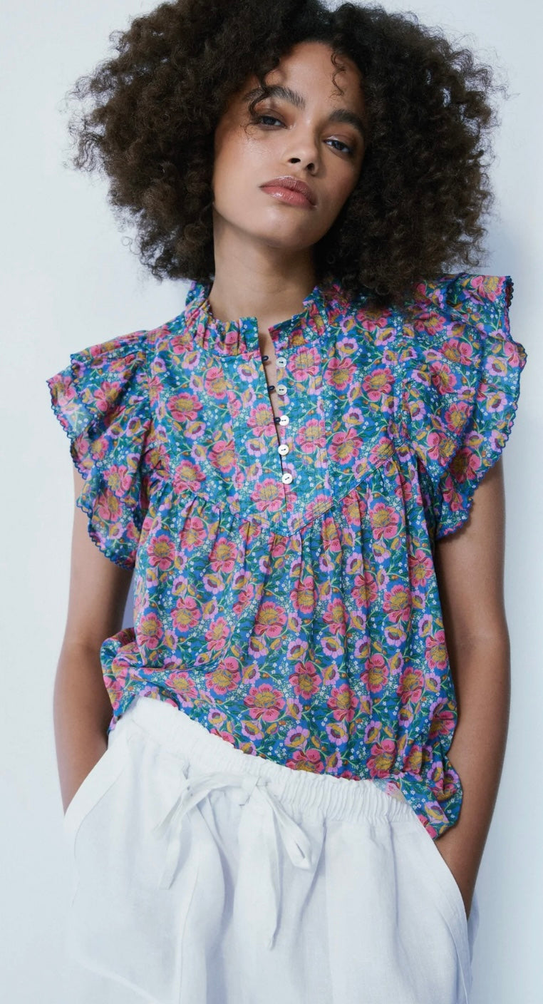 Haut Aluna floral&nbsp; dessiné à Montréal matière naturelle Mélissa Nepton Aluna floral&nbsp;&nbsp;W6232