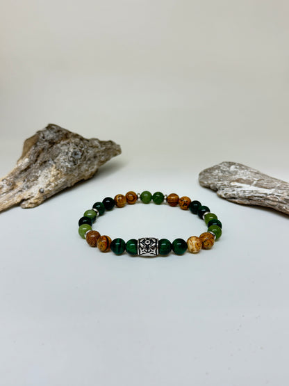 Bracelet Oeil de tigre vert Jade, fait main à Montréal Bracelet Oeil de tigre vert  Jade
