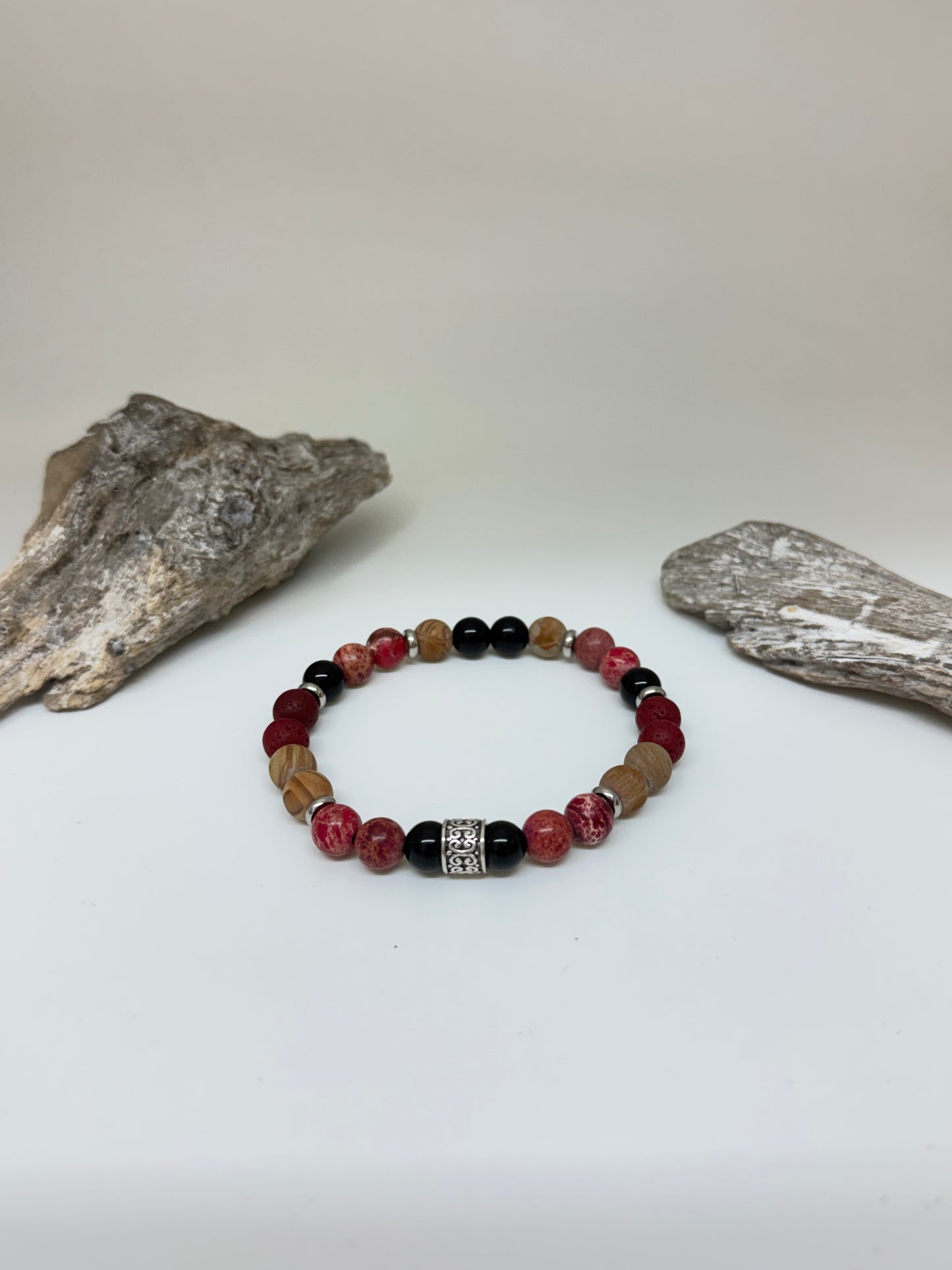 Bracelet Jaspe rouge  Agates, fait main à Montréal Bracelet Bracelet Jaspe rouge Agates