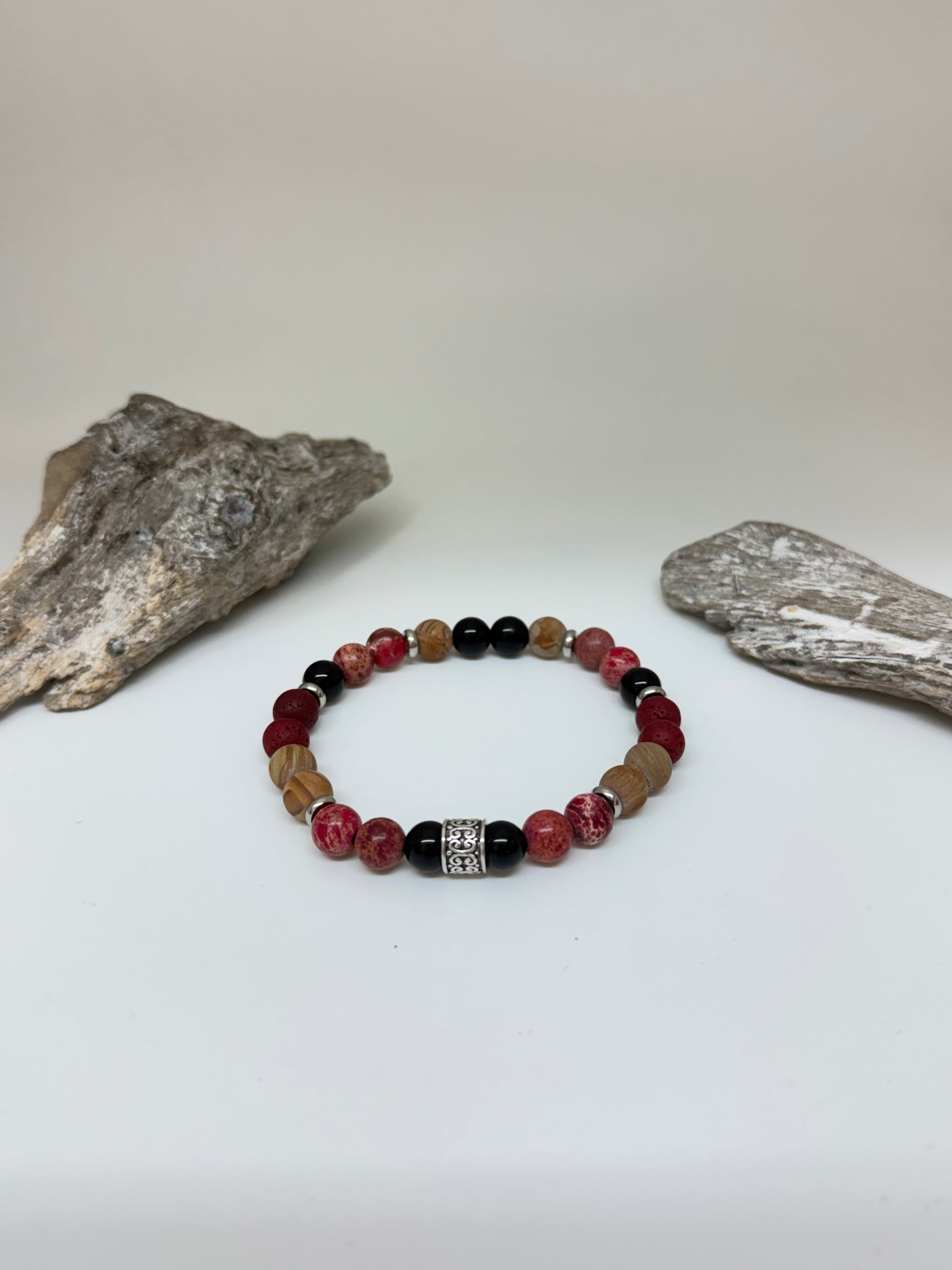 Bracelet Jaspe rouge  Agates, fait main à Montréal Bracelet Bracelet Jaspe rouge Agates