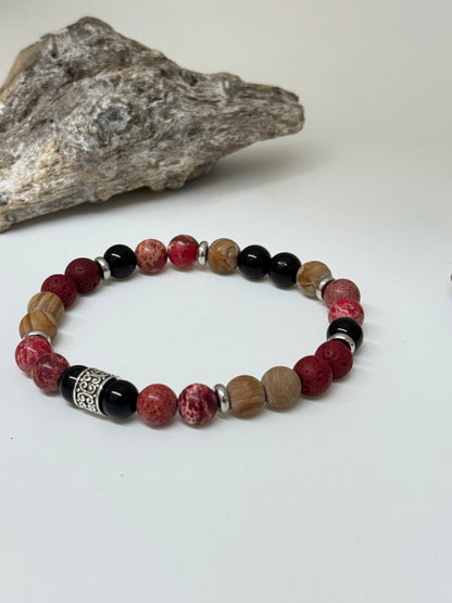 Bracelet Jaspe rouge  Agates, fait main à Montréal Bracelet Bracelet Jaspe rouge Agates
