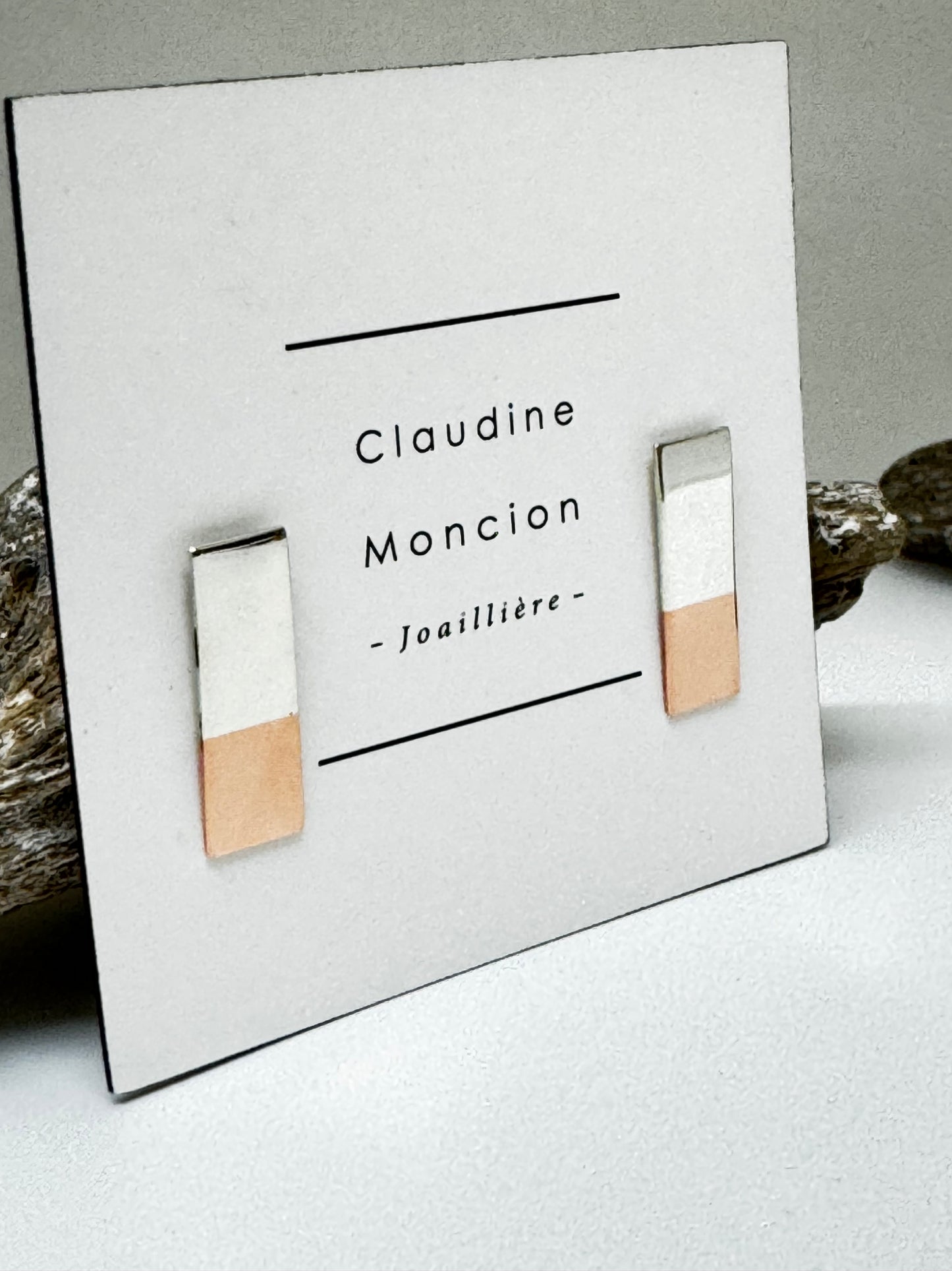 Boucles d'oreilles SHA 01 cuivre et argent Claudine Moncion Montréal SHA 01