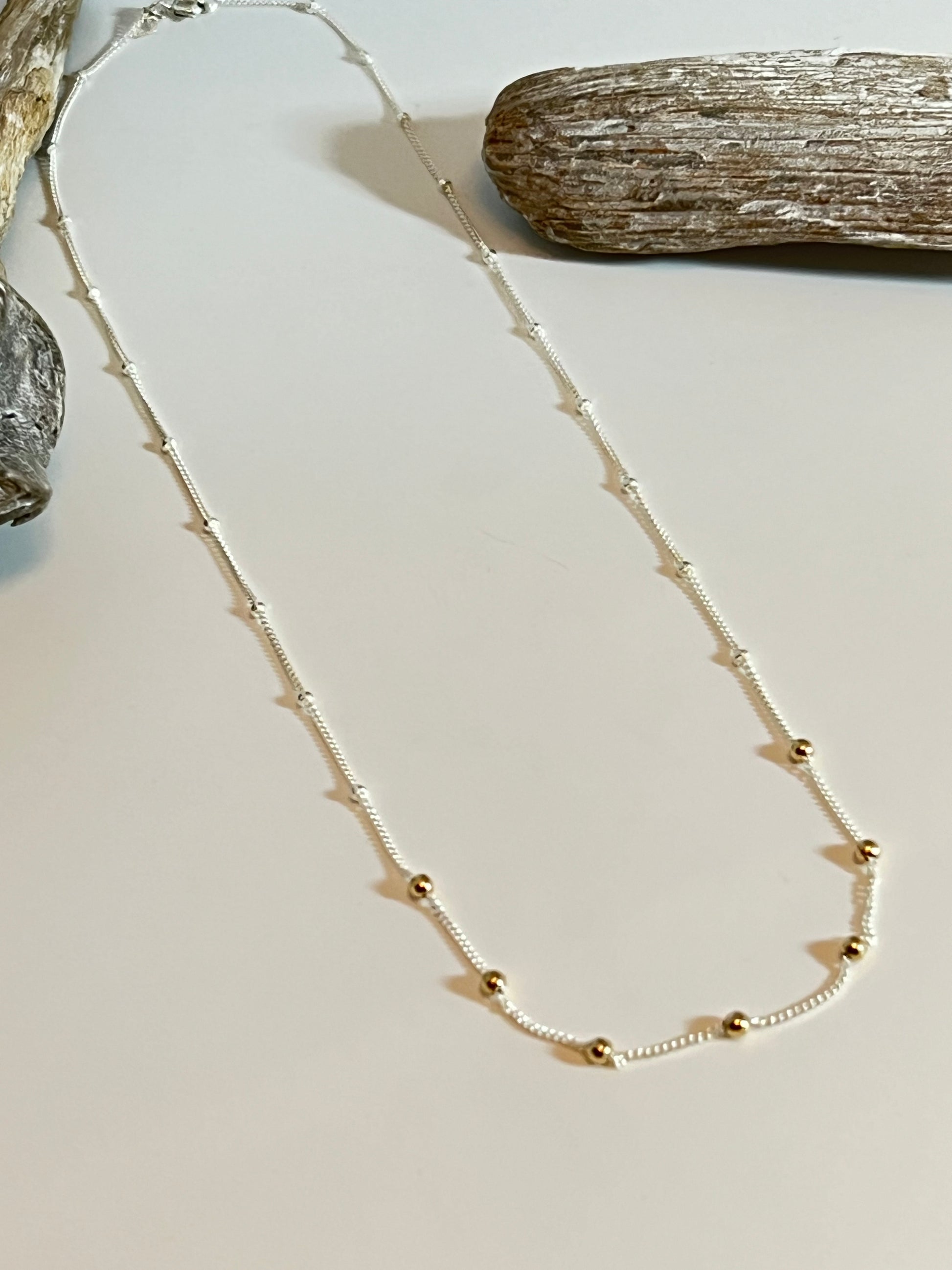    Collier chaîne boules // 2 tons Fait main à Montréal Maksym Joaillerie COLCHB