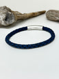 Bracelet  Cuir tressé bleu  AS-B427 dessiné à Montréal Arz Steel