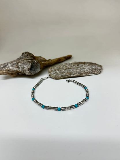 Bracelet Acier et Turquoises dessiné à Montréal Arz Steel AS-B458