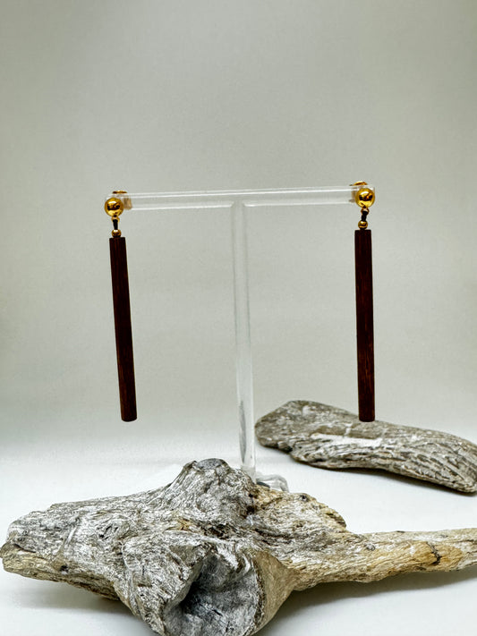 Boucles d'oreilles poussoir tige bois de roblès Collection Okawa, Nature Bijoux Nature Bijoux