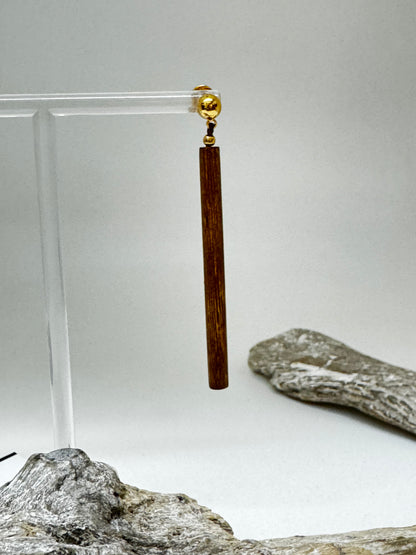 Boucles d'oreilles poussoir tige bois de roblès Collection Okawa, Nature Bijoux Nature Bijoux