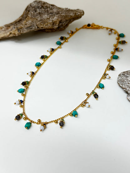 Collier Tangerine turquoise or Fabriqué à la main à Marseille en France Gas bijoux Collier Tangerine