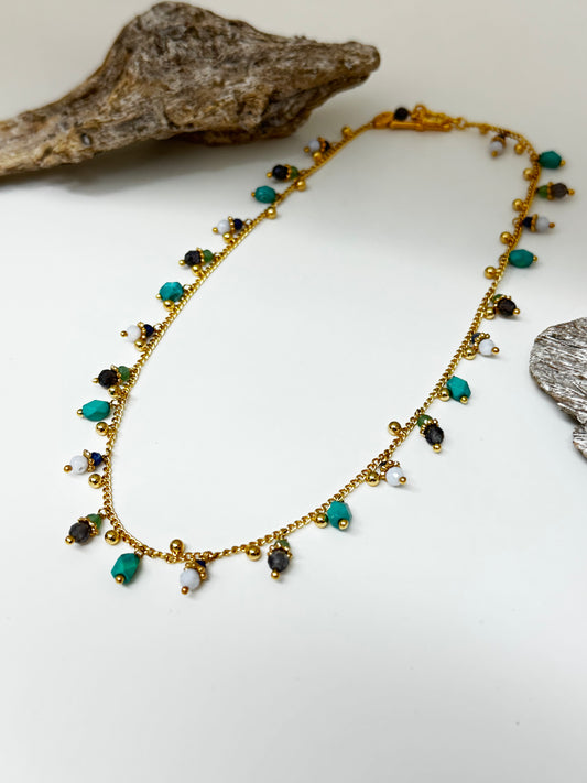 Collier Tangerine turquoise or Fabriqué à la main à Marseille en France Gas bijoux Collier Tangerine