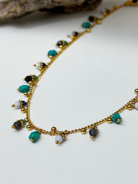 Collier Tangerine turquoise or Fabriqué à la main à Marseille en France Gas bijoux Collier Tangerine