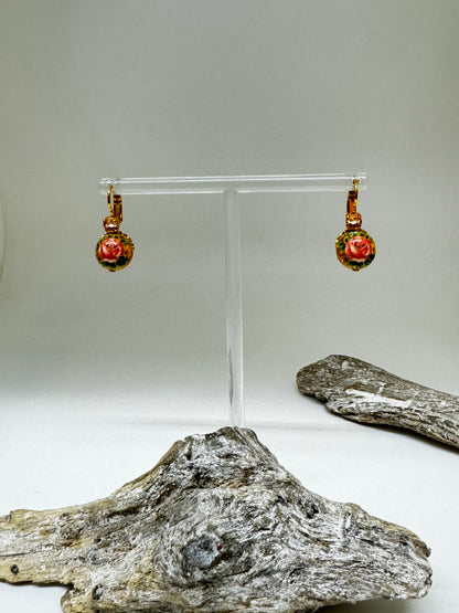 Boucles Decalco jaune floral Fabriqué à la main à Marseille en France Gas bijoux Boucles Decalco jaune floral