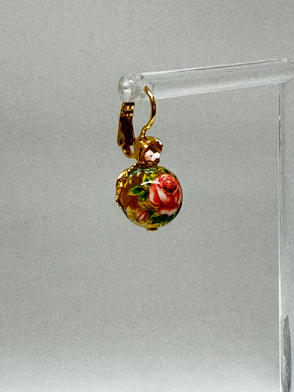 Boucles Decalco jaune floral Fabriqué à la main à Marseille en France Gas bijoux Boucles Decalco jaune floral