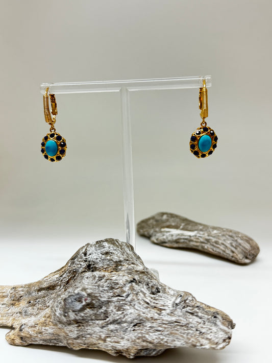 Boucles Tao Splash turquoise Fabriqué à la main à Marseille en France Gas bijoux Boucles Tao Splash