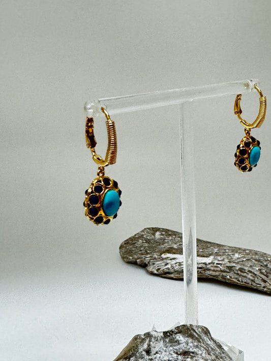 Boucles Tao Splash turquoise Fabriqué à la main à Marseille en France Gas bijoux Boucles Tao Splash