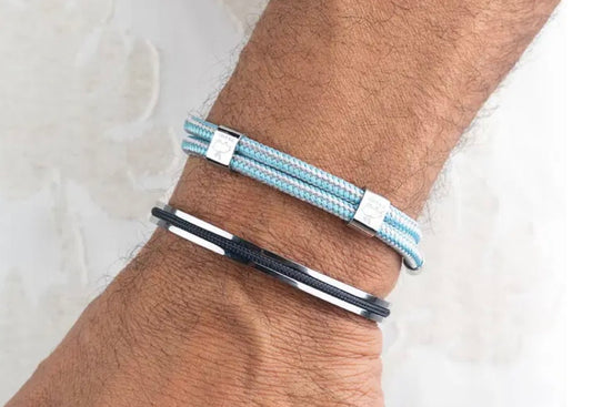 Bracelet Little Lewis DBL Summer Blue Stone Gray Silver Pig & Hen Amsterdam Pig&Hen