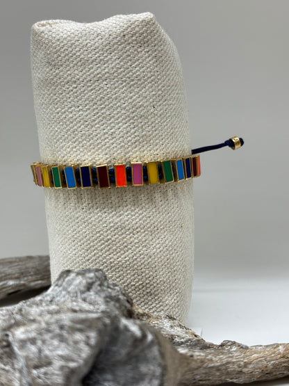 Bracelet en bronze plaqué or et argent JuJu Bijoux Bracelet en bronze plaqué or avec émail