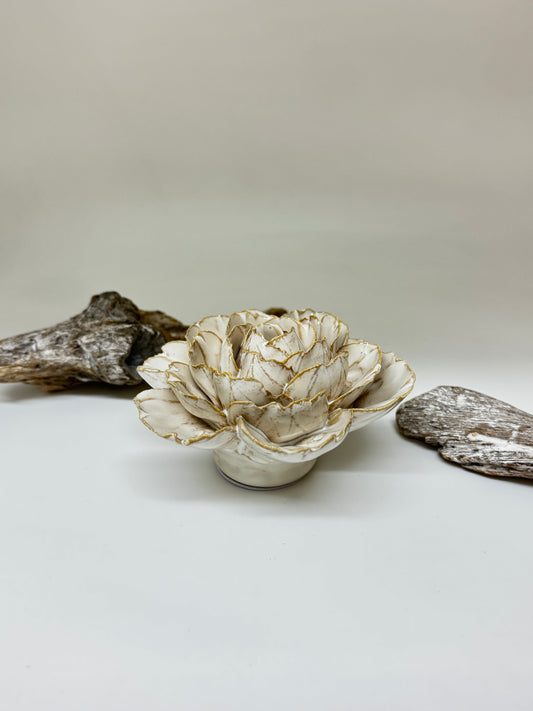 Rose anglaise ivoire fait main par les artisans de Chive, rose anglaise ivoire EG31