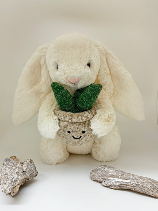 Lapin crème avec plante peluche Jellycat dessinée à Londres Lapin crème avec plante BB3PLA