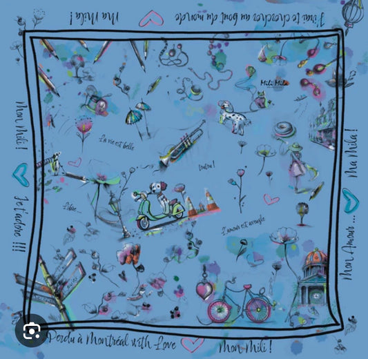 Mila Mila foulard Montreal Blues rouge 70 cm Mila Mila foulard FOU-MTL-BL-70