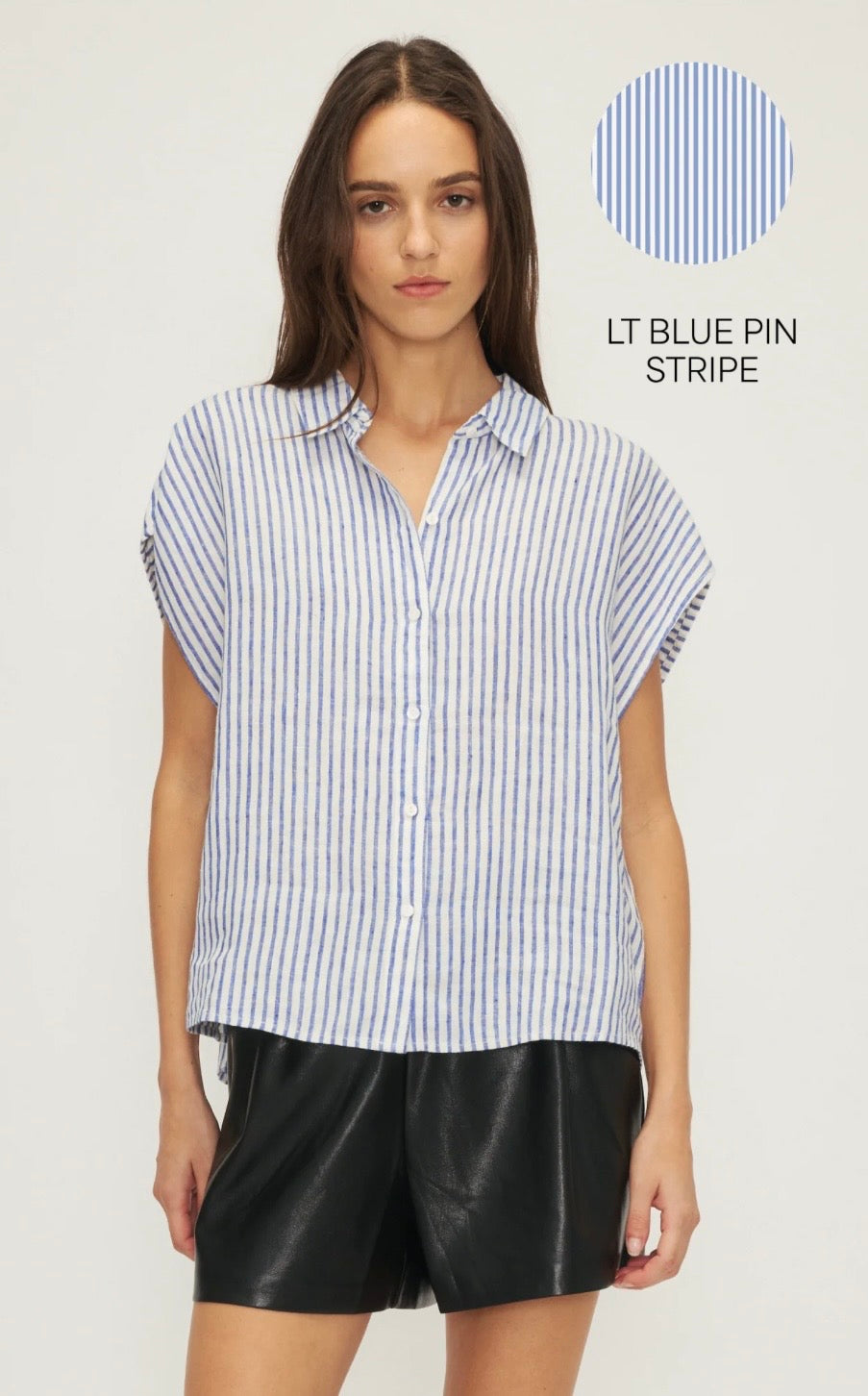 Simon blouse rayure bleu pâle et blanc Mélissa Nepton Simon blouse rayure bleu pâle et blanc