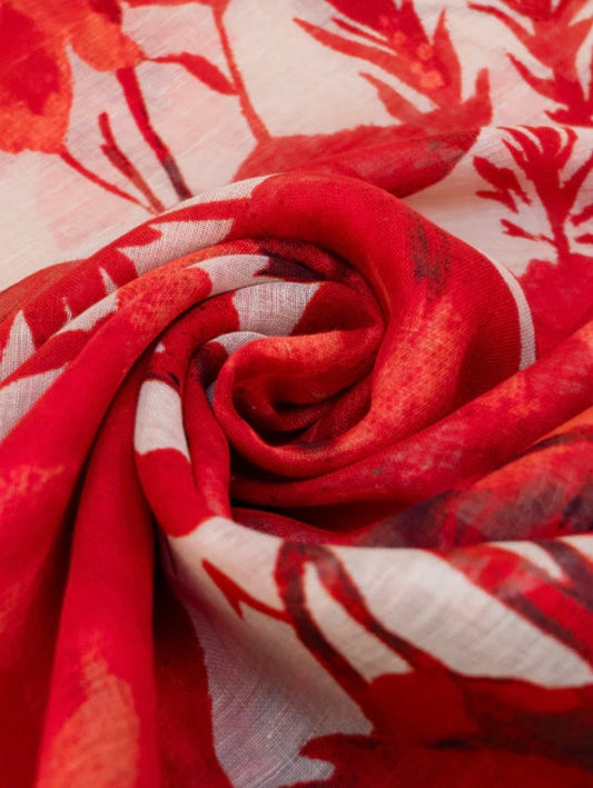 Écharpe en lin/coton - Rouge Blooms Powder design LIN 39
