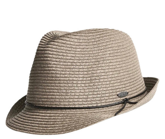 Fancia Fedora cordon cuir Taupe - Harricana Fancia Fedora cordon cuir Taupe