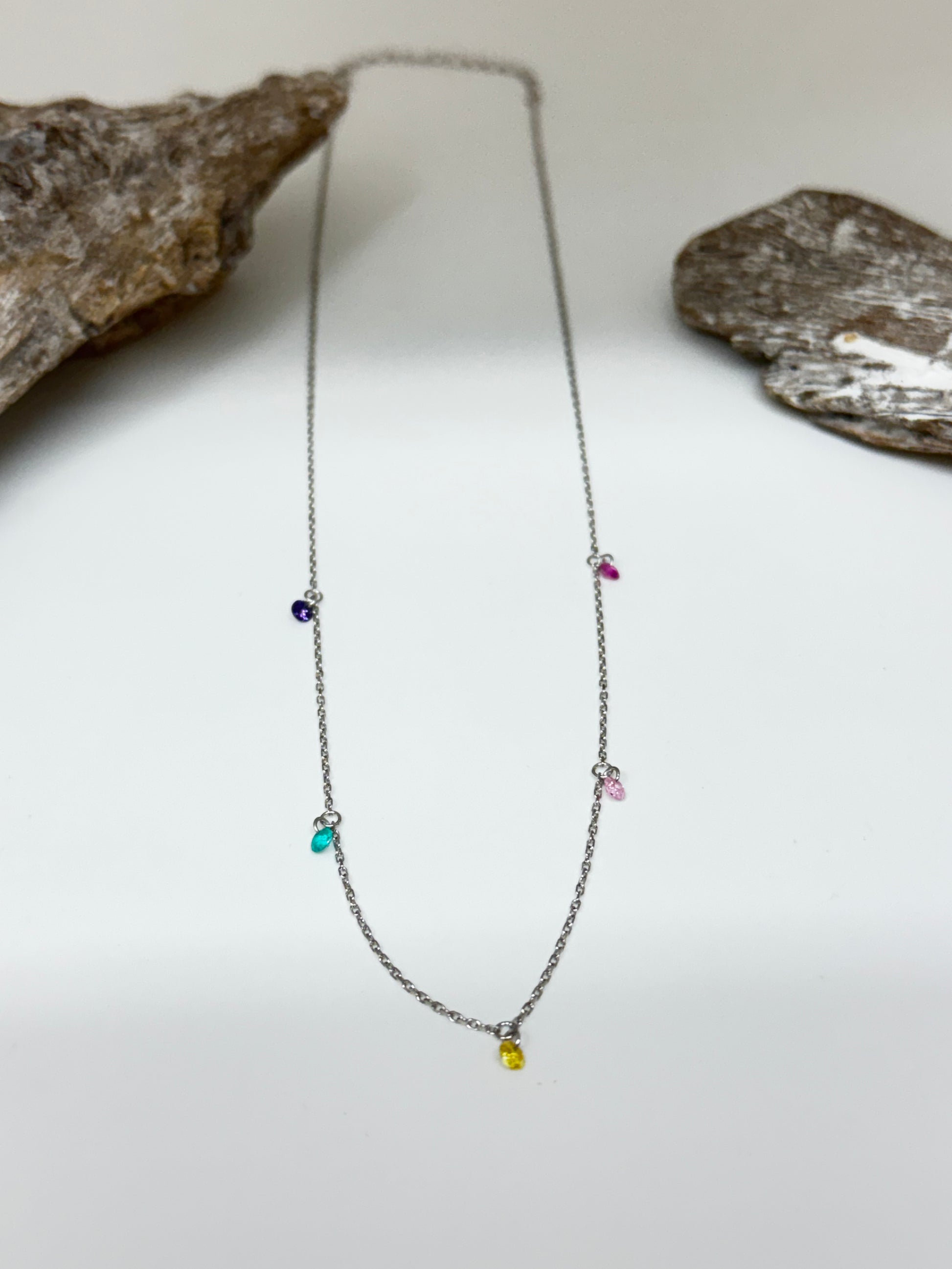 Collier Multi color en Argent 925 et zircon Kurshuni Collier Multi color en Argent 925 et zircon