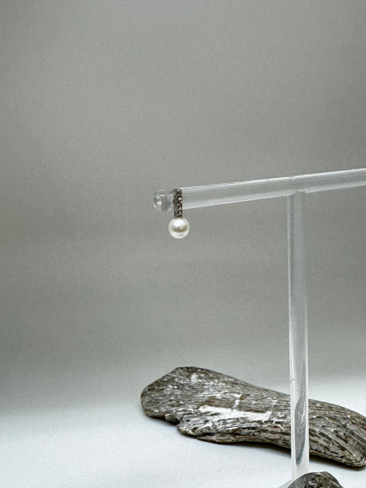 Boucles d'oreilles avec zircons et une perle Argent sterling Kurshuni avec zircons et une perle KR143E-3