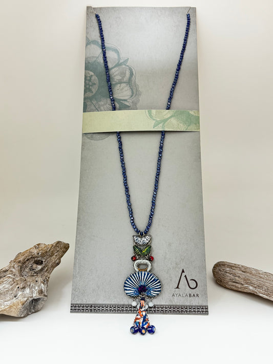 Collier Blue Domes Glass Aegean AyalaBar fabriquée au Moyen Orient R3646