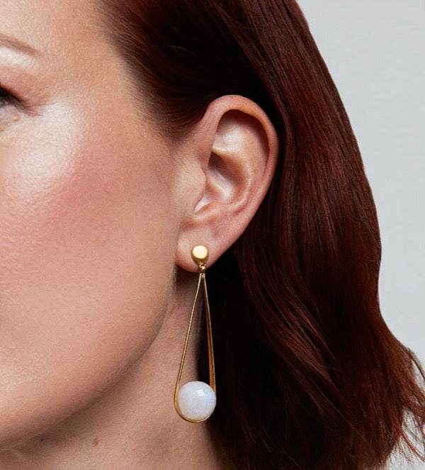 Boucles d'oreilles Ipanema Moon stone Davidson Boucles d'oreilles Ipanema pierre de lune e650-g-mn