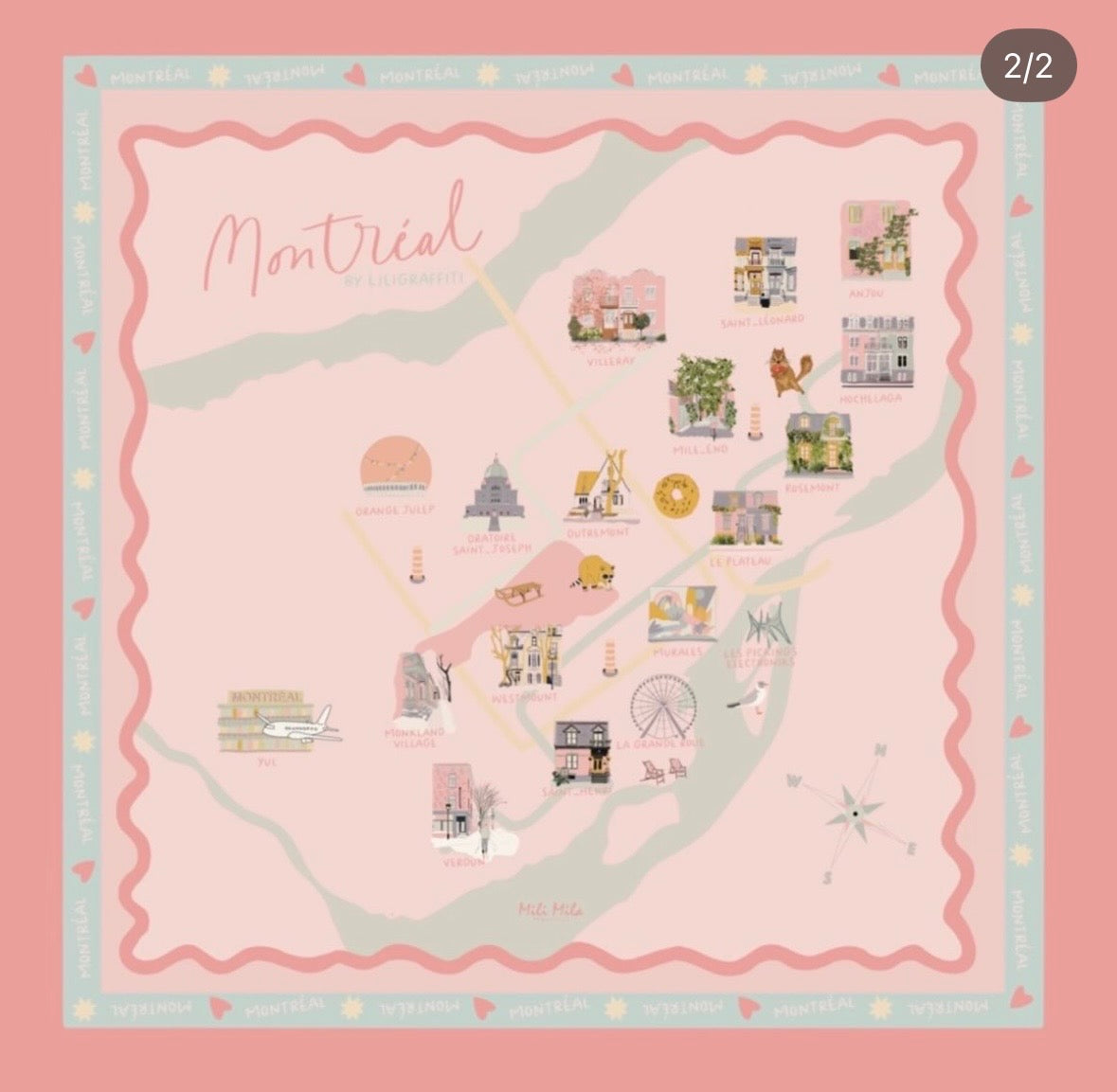 Mili Mila scarfs Lili à Montréal 70 cm Mili Mila foulard FOU-LMT-PK-70