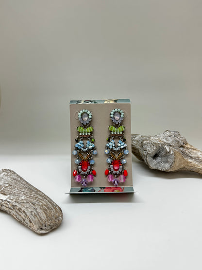 Boucles d'oreilles artisanales perlées, Floral AyalaBar fabriquée au Moyen-Orient Floral AyalaBar C2358