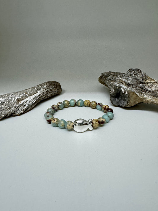Bracelet Régalite et Argent Nemo Fait main Clio Blue Clio Blue