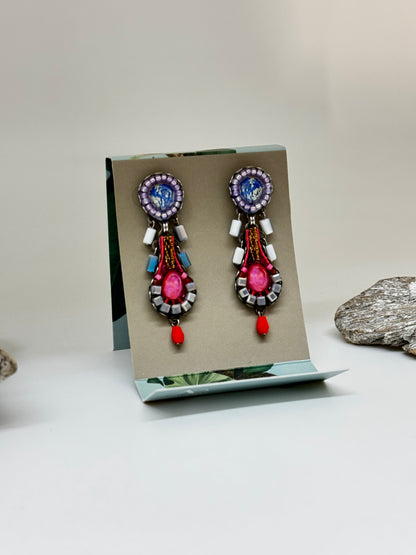 Boucles d'oreilles artisanales perlées, Petal AyalaBar fabriquée au Moyen-Orient Petal AyalaBar C2361