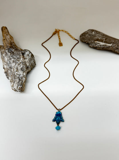 Collier artisanal en verre Bleu Bayou AyalaBar AyalaBAR