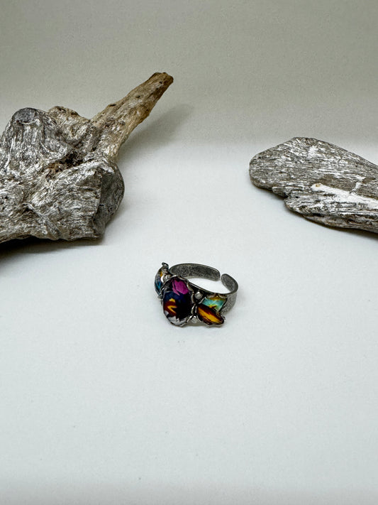 Bague Artisanale métaux antique et verre Fait main au Moyen Orient Ayalabar R6039