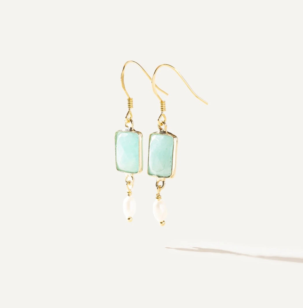 AYAT Amazonite et perle Or vermeil 14K Dessiné à Montréal Boa Bijoux Ayat