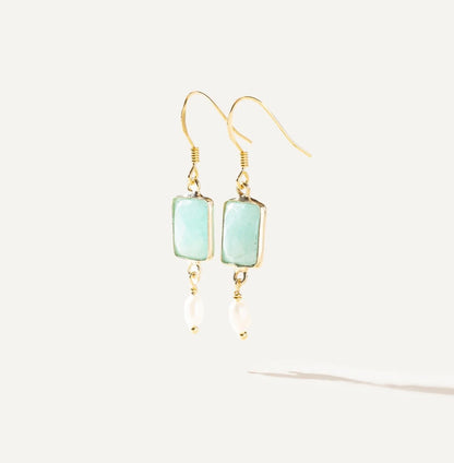 AYAT Amazonite et perle Or vermeil 14K Dessiné à Montréal Boa Bijoux Ayat