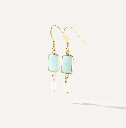 AYAT Amazonite et perle Or vermeil 14K Dessiné à Montréal Boa Bijoux Ayat