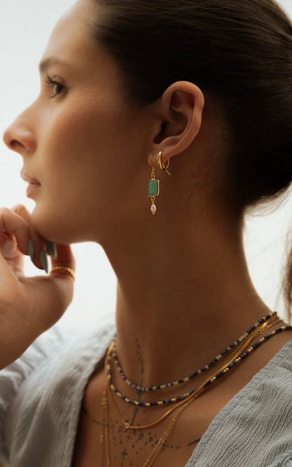 AYAT Amazonite et perle Or vermeil 14K Dessiné à Montréal Boa Bijoux Ayat