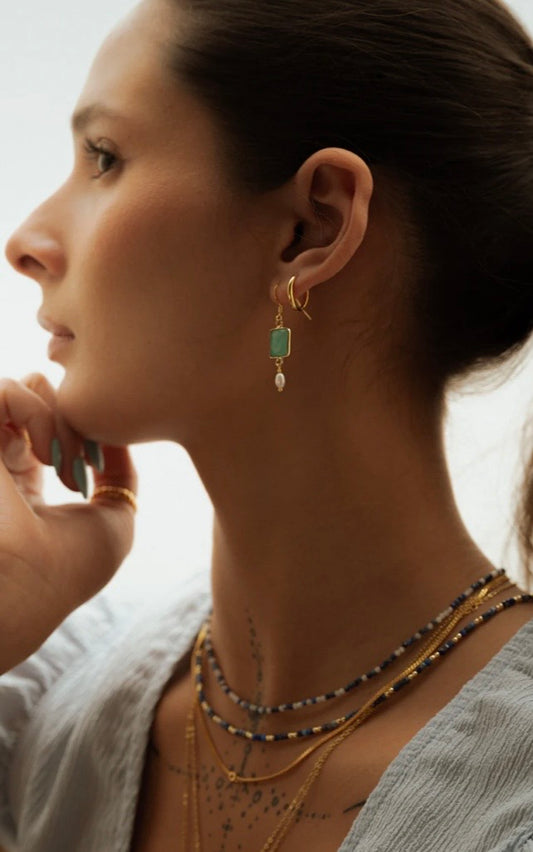 AYAT Amazonite et perle Or vermeil 14K Dessiné à Montréal Boa Bijoux Ayat