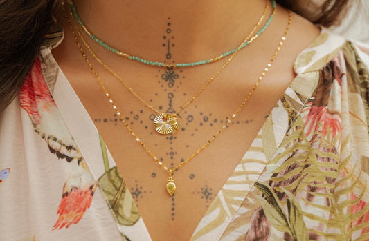UDAI Jaune citron vert - collier vermeil 14 carats Fait main à Montréal Boa bijoux UDAI