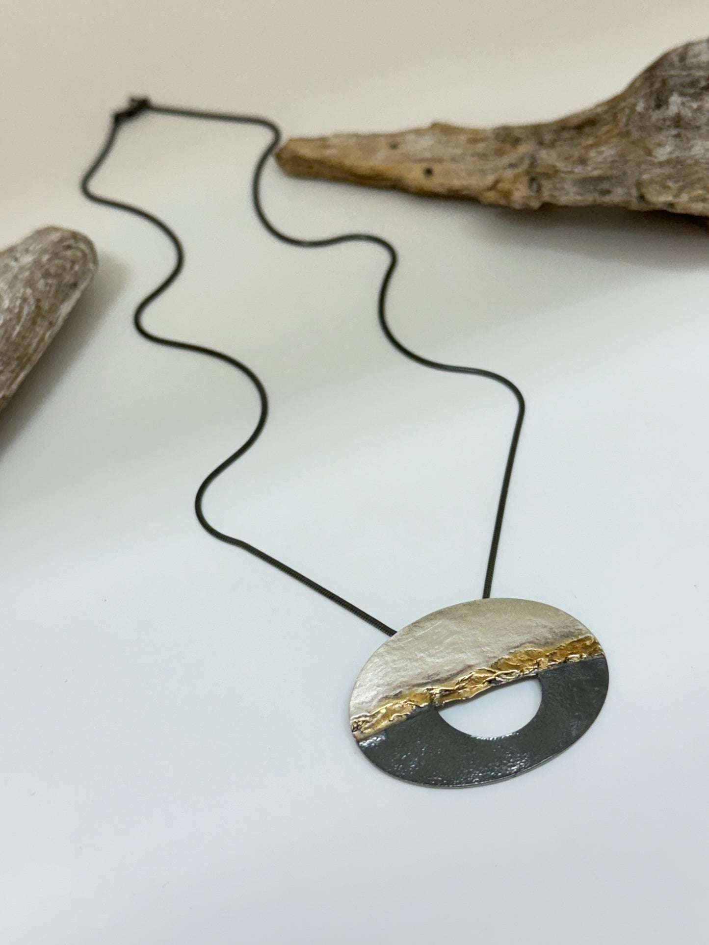 Collier Convergence Argent 925 & Or fait main en Ontario