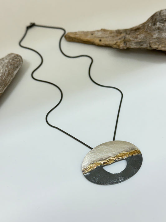 Collier Convergence Argent 925 & Or fait main en Ontario