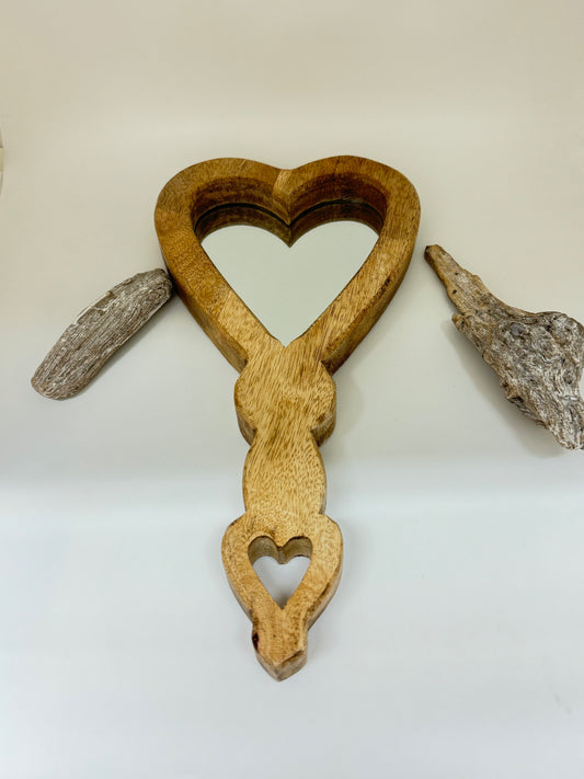 Miroir en coeur en bois de manguier
