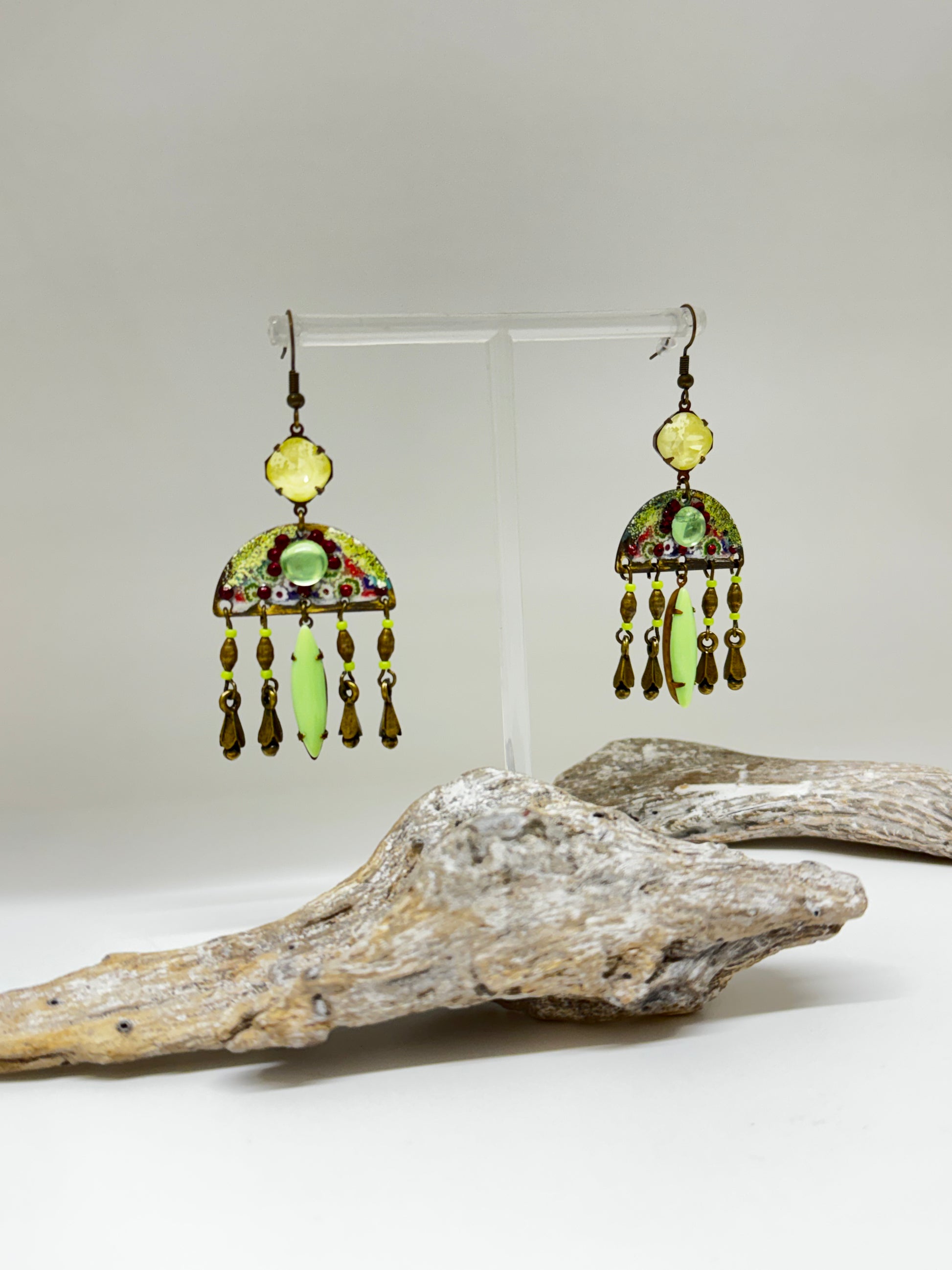 Boucles d'oreilles Bronze avec cristaux Nathalie Laramée Boucles d'oreilles