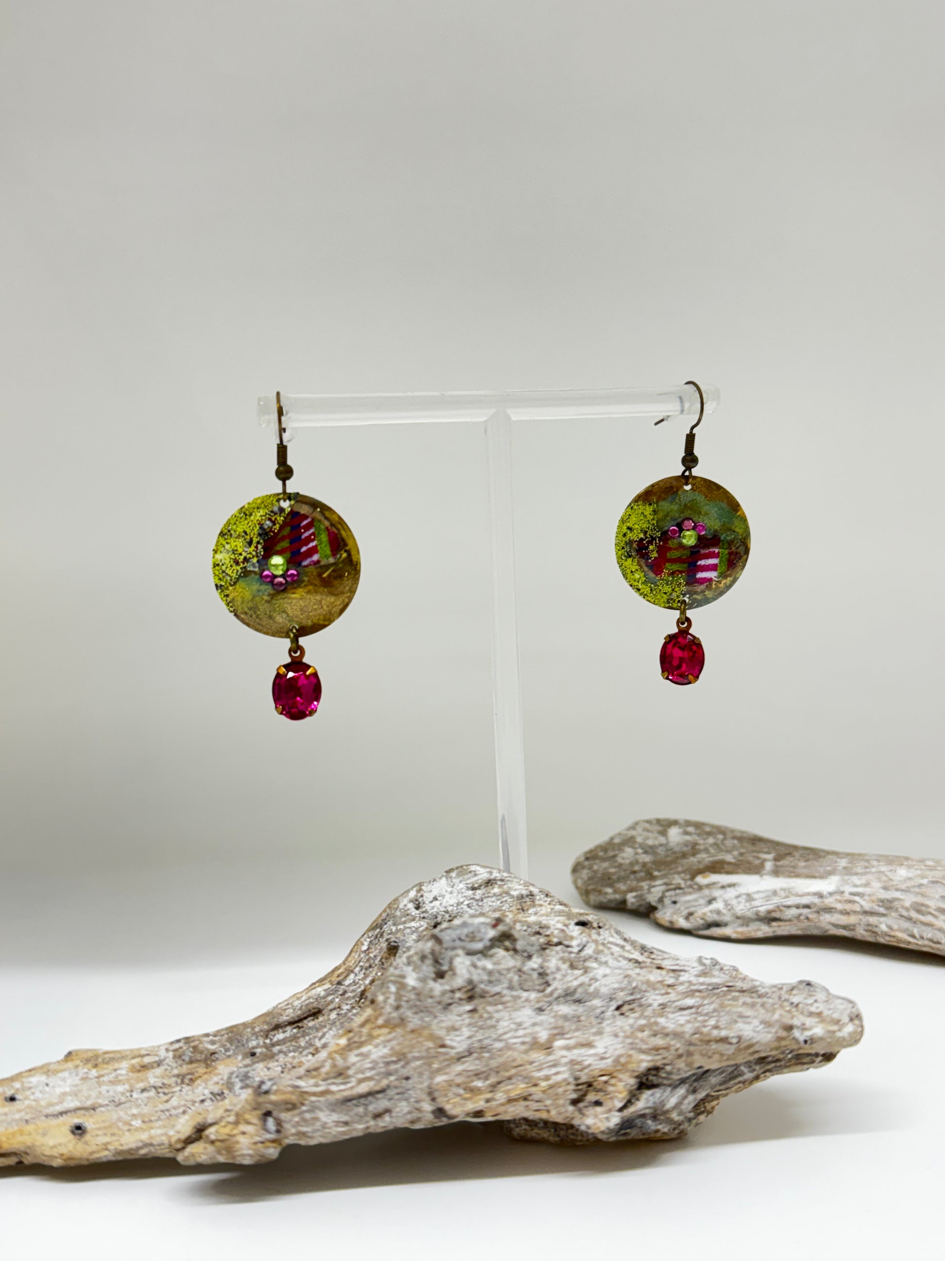 Boucles d'oreilles Bronze avec cristaux 5 cm Nathalie Laramée Boucles d'oreilles